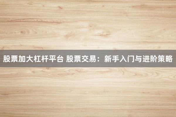 股票加大杠杆平台 股票交易：新手入门与进阶策略