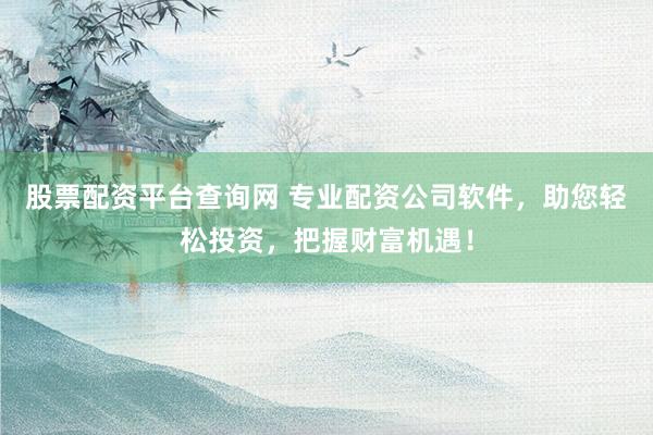 股票配资平台查询网 专业配资公司软件，助您轻松投资，把握财富机遇！