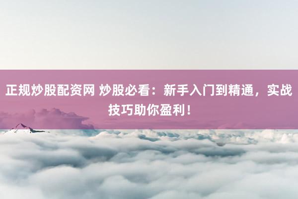 正规炒股配资网 炒股必看：新手入门到精通，实战技巧助你盈利！