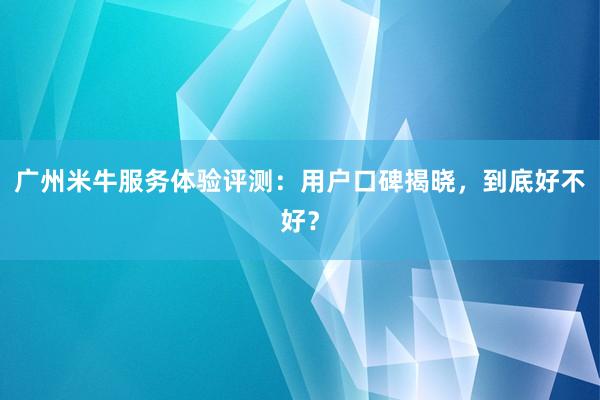 广州米牛服务体验评测：用户口碑揭晓，到底好不好？