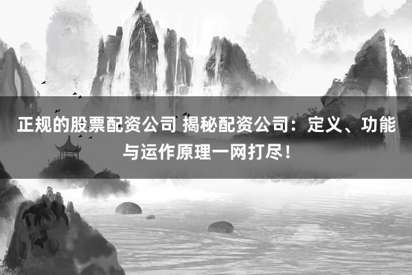 正规的股票配资公司 揭秘配资公司:定义、功能与运作原理一网打尽!