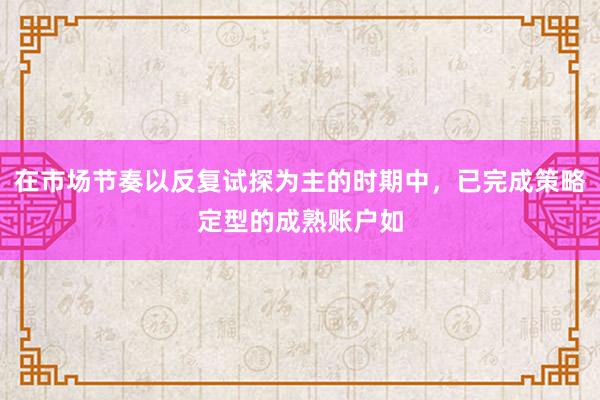 在市场节奏以反复试探为主的时期中，已完成策略定型的成熟账户如