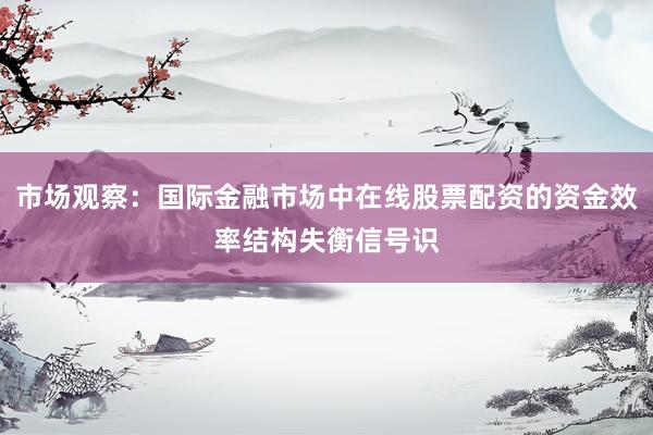 市场观察：国际金融市场中在线股票配资的资金效率结构失衡信号识
