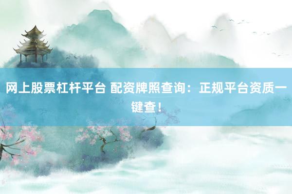 网上股票杠杆平台 配资牌照查询：正规平台资质一键查！