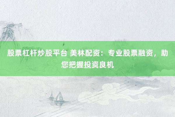 股票杠杆炒股平台 美林配资:专业股票融资,助您把握投资良机