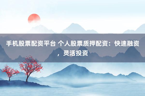 手机股票配资平台 个人股票质押配资：快速融资，灵活投资