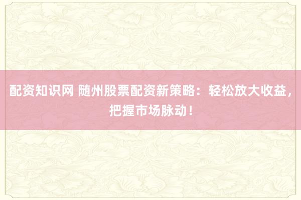 配资知识网 随州股票配资新策略：轻松放大收益，把握市场脉动！
