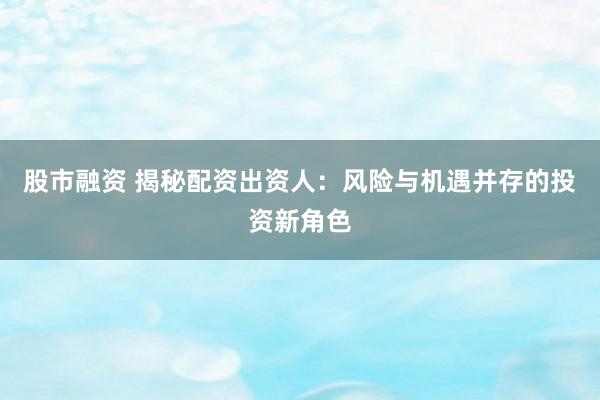 股市融资 揭秘配资出资人：风险与机遇并存的投资新角色