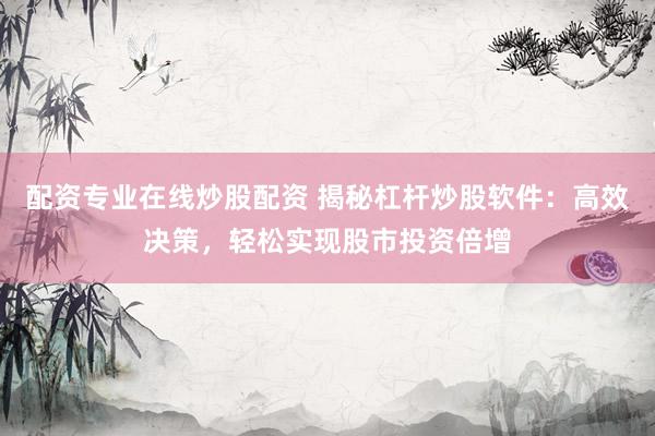 配资专业在线炒股配资 揭秘杠杆炒股软件：高效决策，轻松实现股市投资倍增