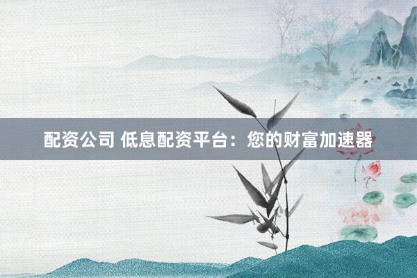 配资公司 低息配资平台：您的财富加速器